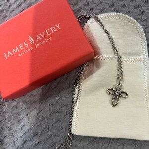James Avery Silver Remembrance Birthstone Cross Necklace